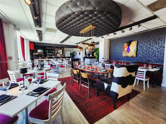 a outdoor space with lots of furniture and white countertops