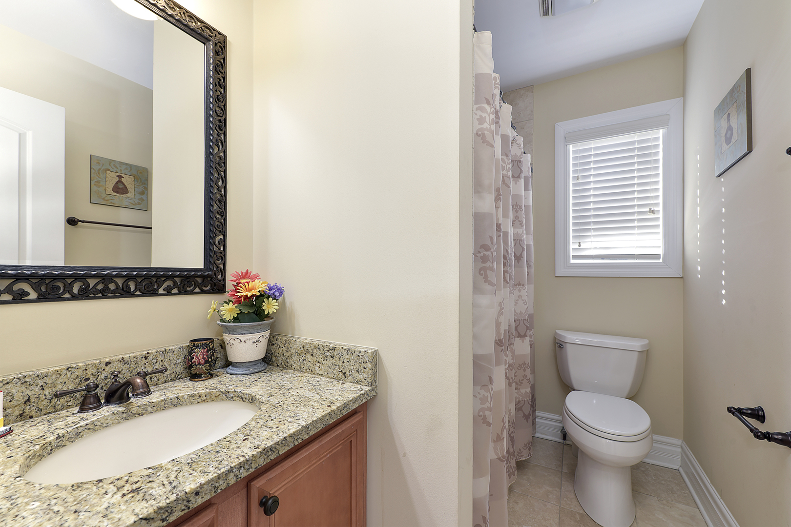 111 Haman Road Inverness, IL 60067 - Photo 14 of 19 a bathroom with a granite countertop toilet sink and mirror