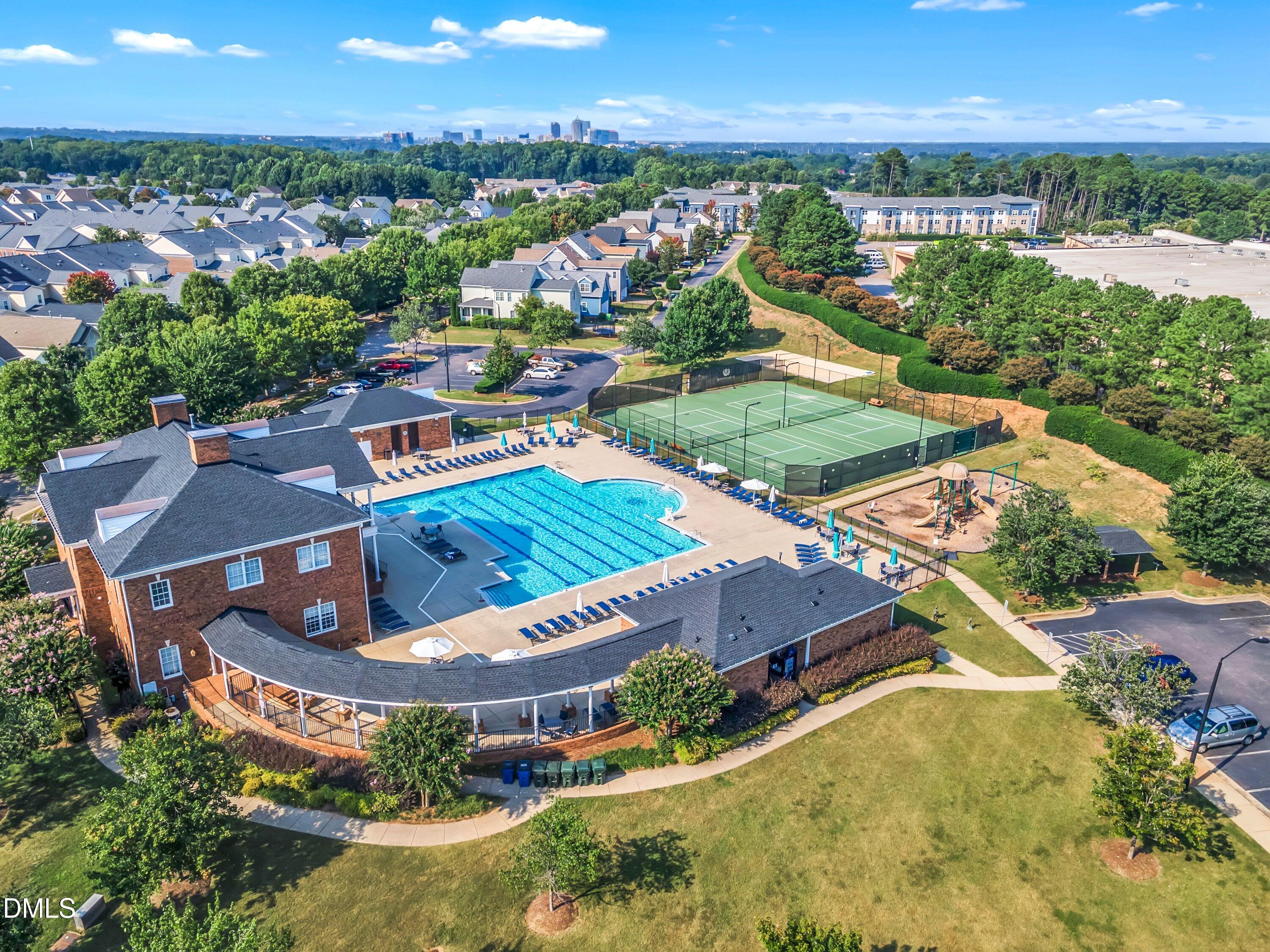 1093 Renewal Place Raleigh, NC 27603 - Photo 45 of 45 an aerial view of a house with a garden and lake view