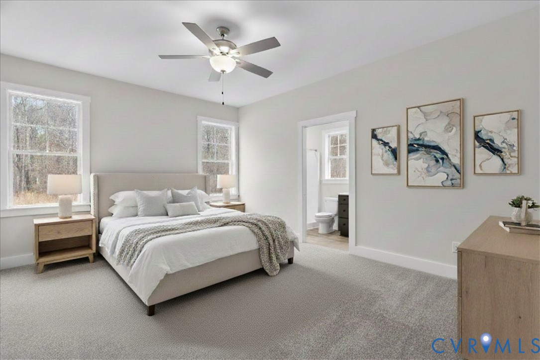 447 Raleigh Avenue South Hill, VA 23970 - Photo 31 of 31 a spacious bedroom with a bed painting on wall and windows