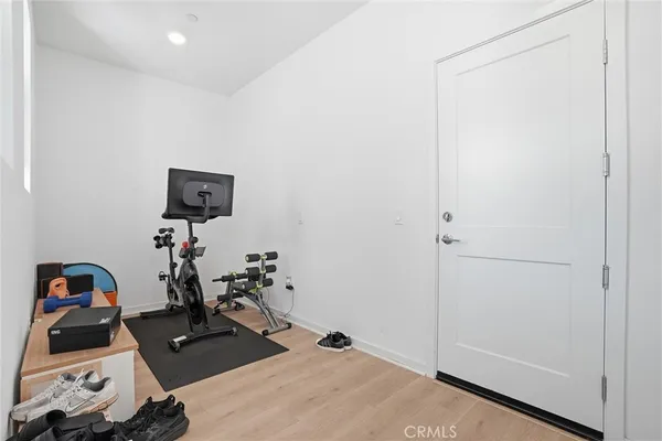 a room with gym equipment