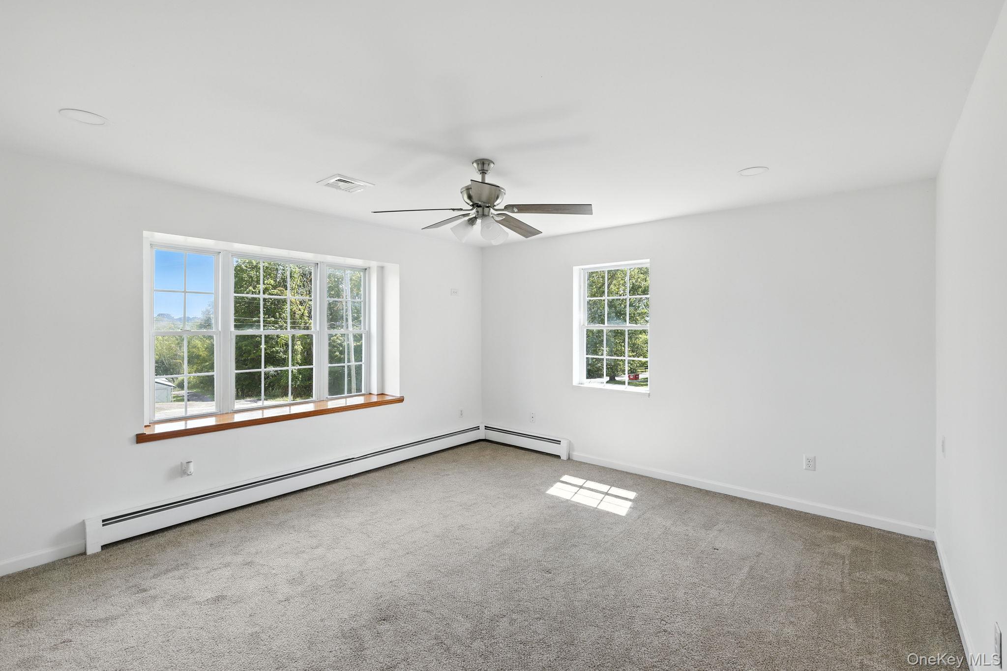160 Pirog Road Pine Bush, NY 12566 - Photo 14 of 26 Master Bedroom with baseboard heating, light carpet, and ceiling fan