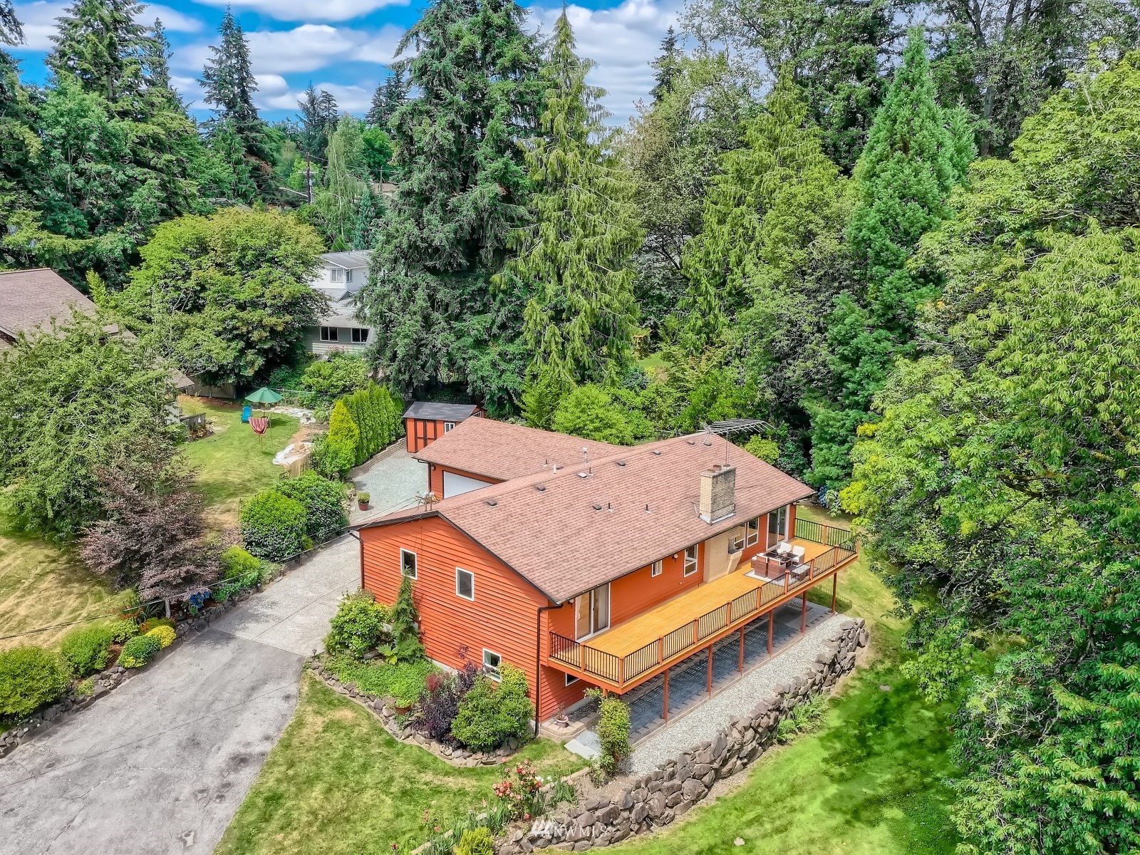 904 9th Street Snohomish, WA 98290 - Photo 37 of 40 an aerial view of a house with a yard and large trees