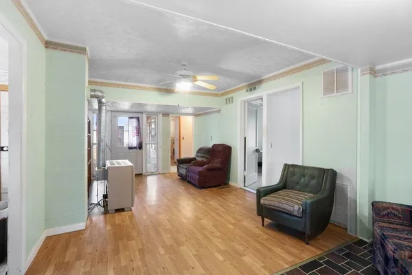 a view of a yard with trees