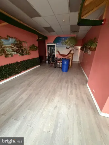 a view of a room with racks on the wall