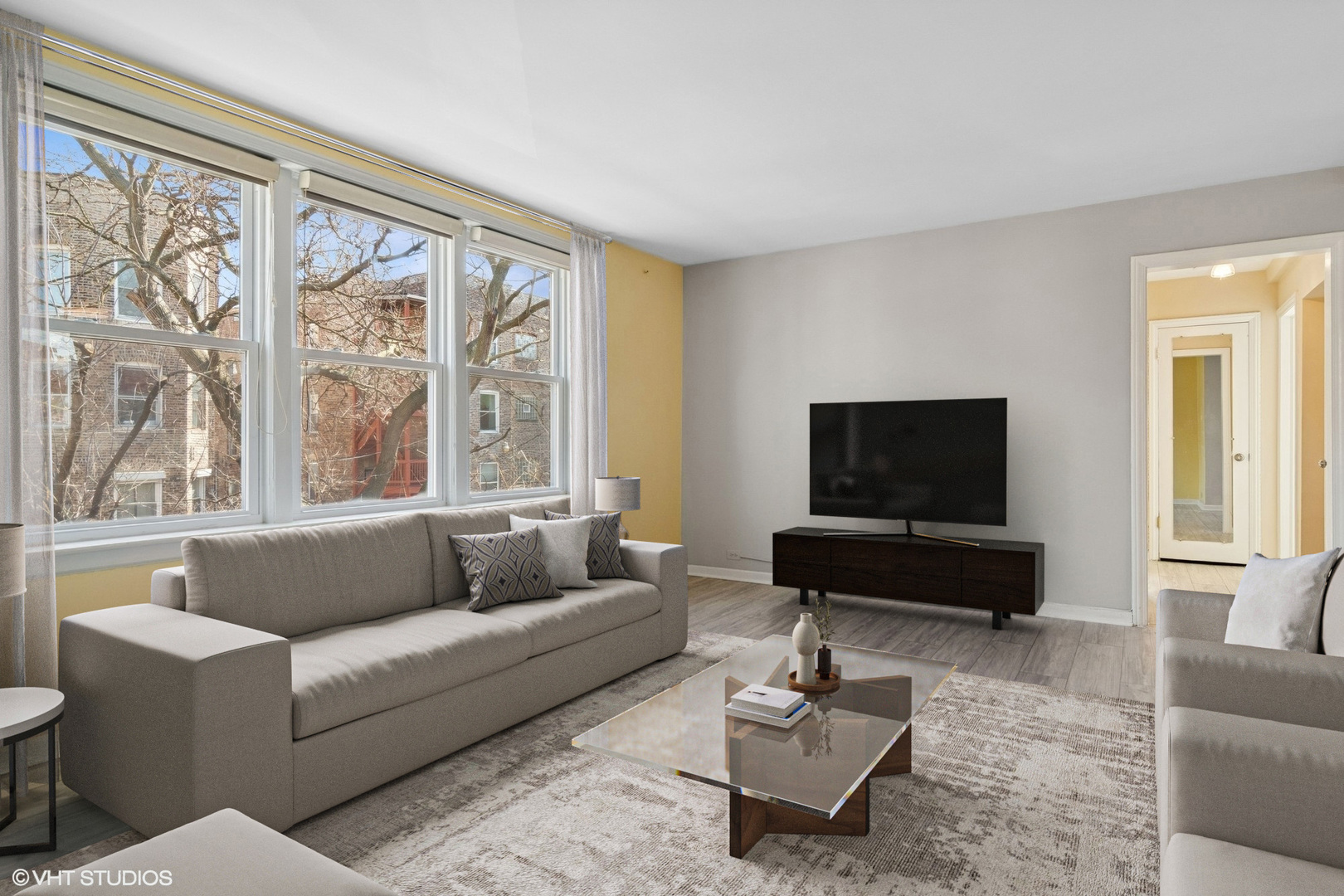 1143 East 50th Street, Unit 2 Chicago, IL 60615 - Photo 6 of 29 a living room with furniture and a flat screen tv