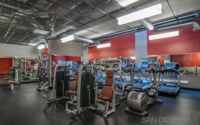 a view of a room with gym equipment