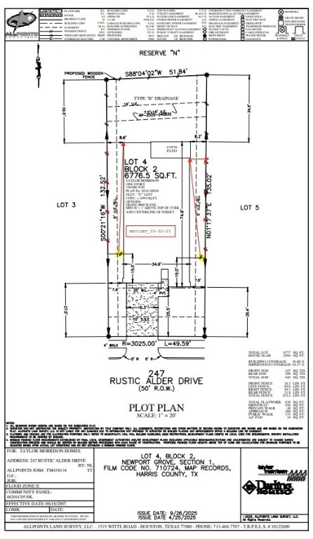 247 Rustic Alder Drive Crosby, TX 77532 - Photo 5 of 39 247 Rustic Alder Drive Preliminary Plot Plan