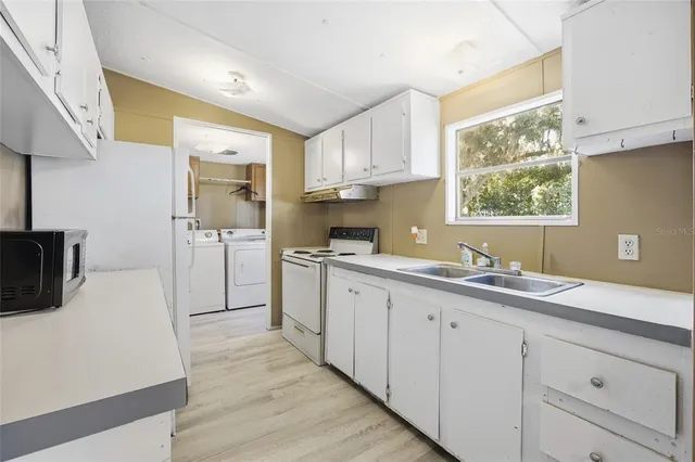 a patio with wooden floor