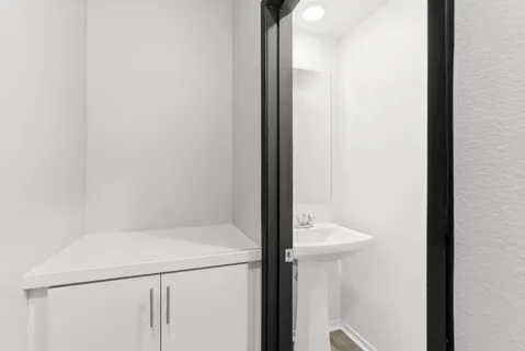 a front view of a building with street