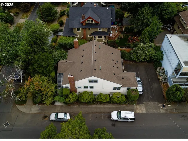 an aerial view of a house