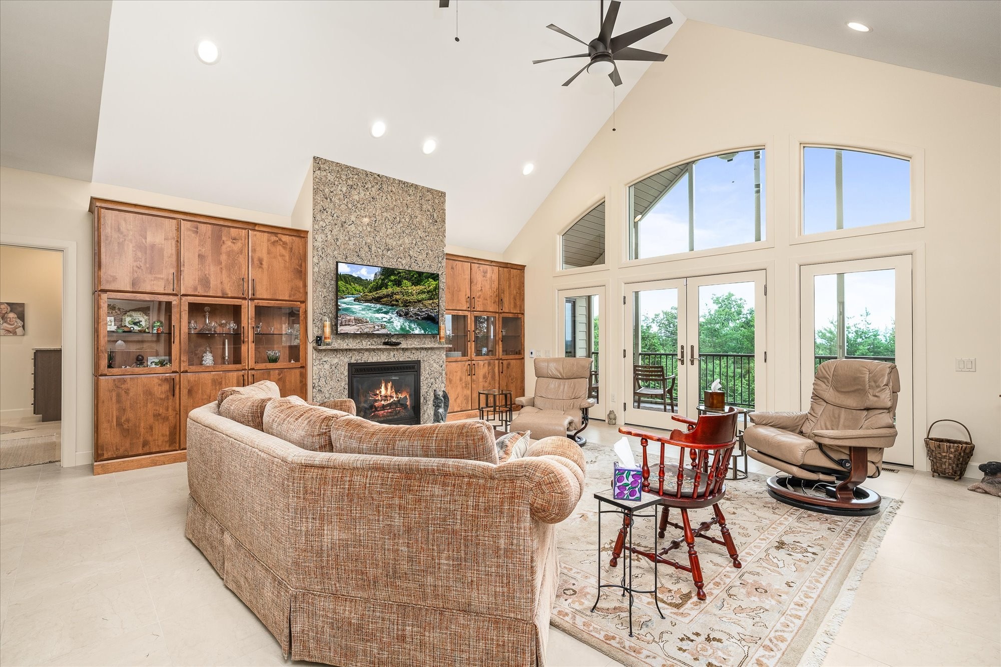 61 Bluff View Terrace Crossville, TN 38558 - Photo 32 of 81 a living room with fireplace furniture and a large window
