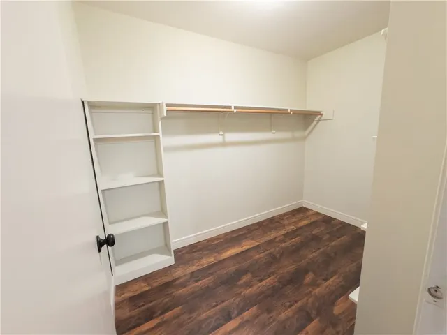 a view of an empty walk in closet