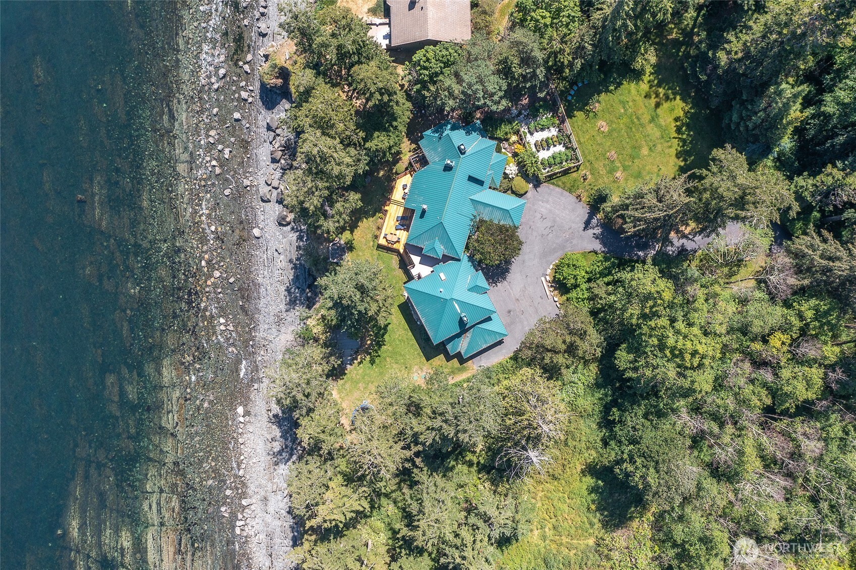 285 Raptor Road Orcas Island, WA 98245 - Photo 35 of 40 an aerial view of residential house with outdoor space and trees all around