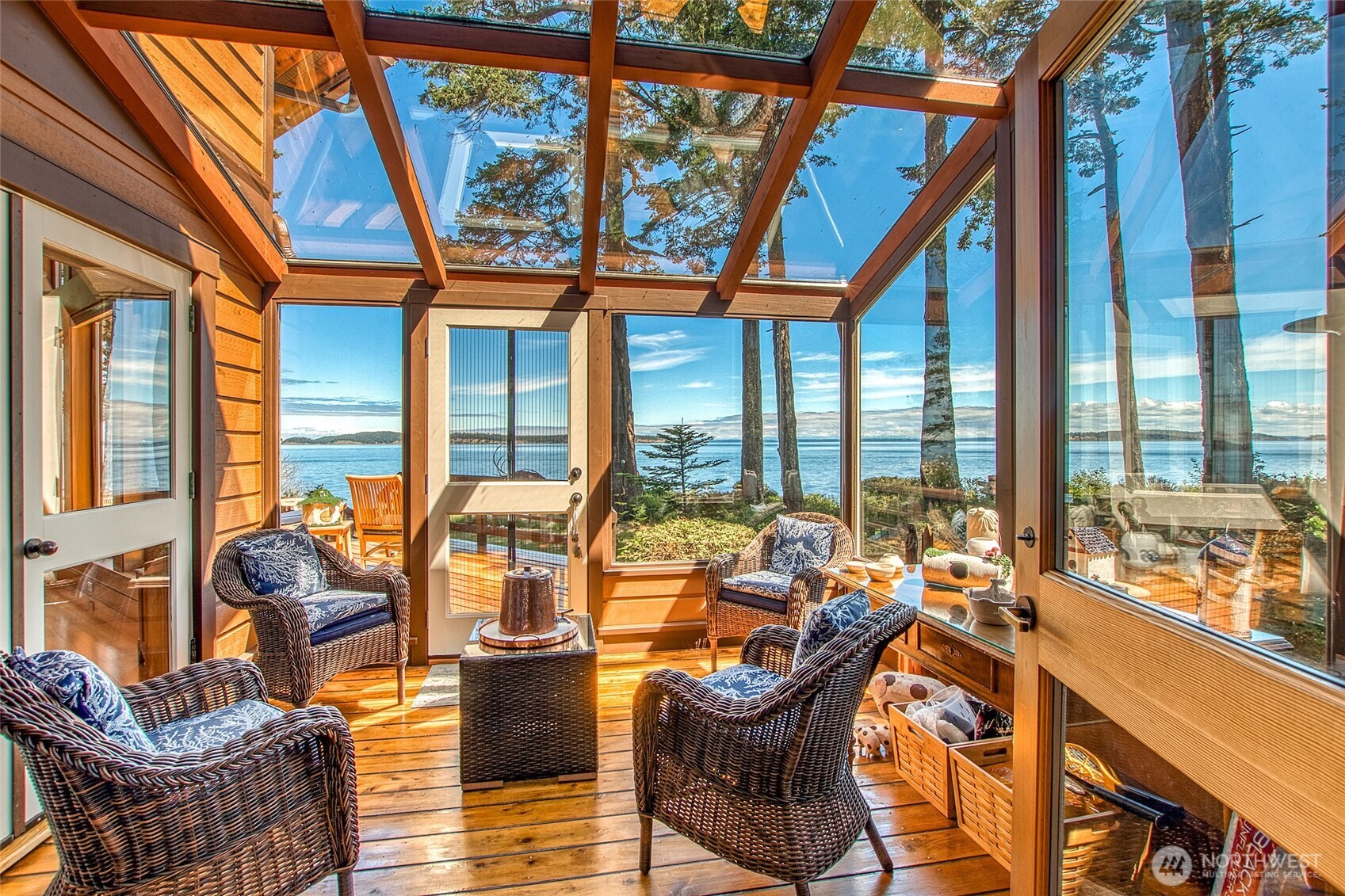 285 Raptor Road Orcas Island, WA 98245 - Photo 10 of 40 a living room with furniture and floor to ceiling windows
