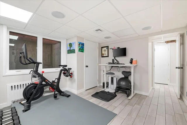 a view of a room with gym equipment