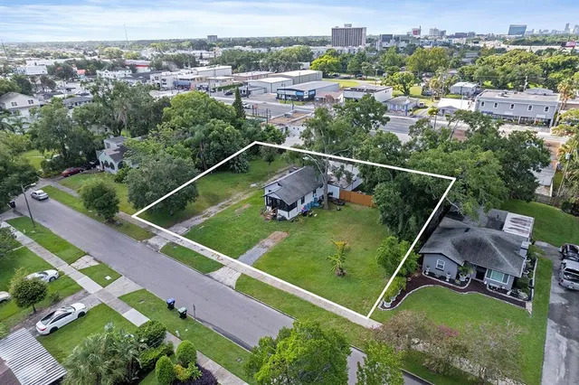 a garden view with a seating space