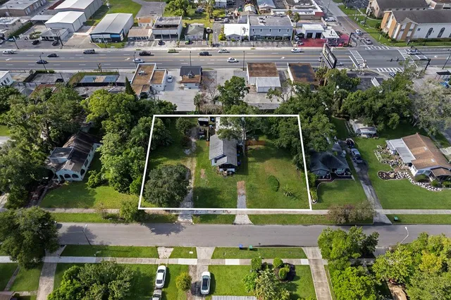 an aerial view of a house