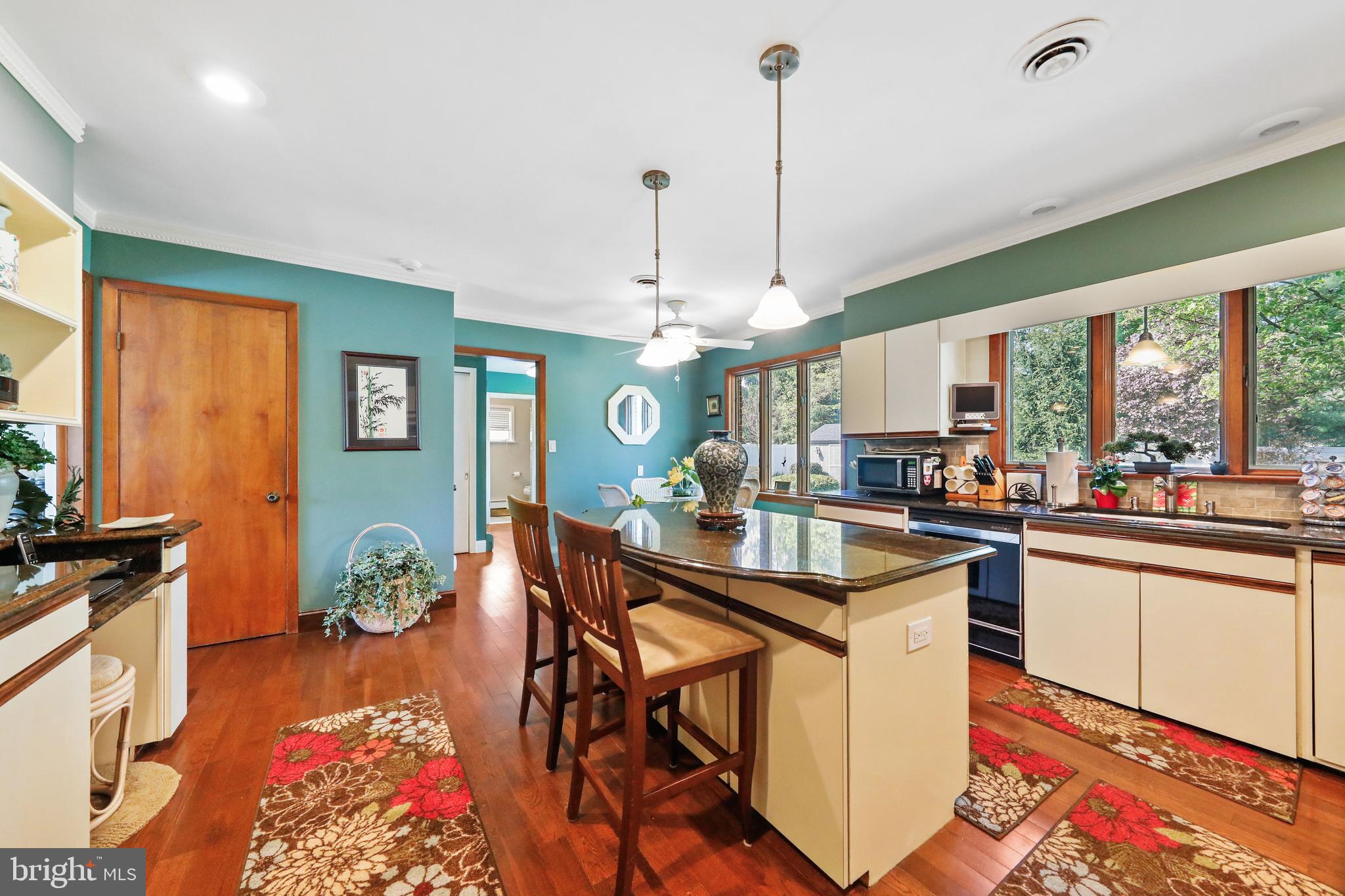 19 Diane Drive Ewing, NJ 08628 - Photo 17 of 38 a view of a dining room and livingroom with furniture wooden floor a rug a potted plant and a chandelier
