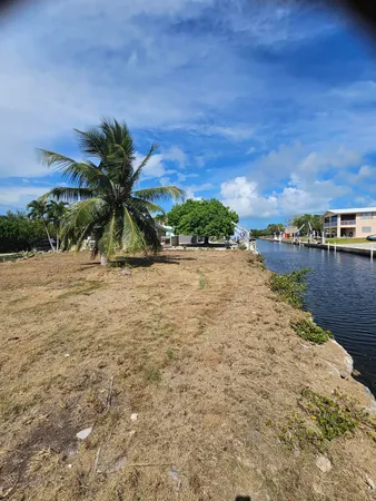 a view of a lake with a yard