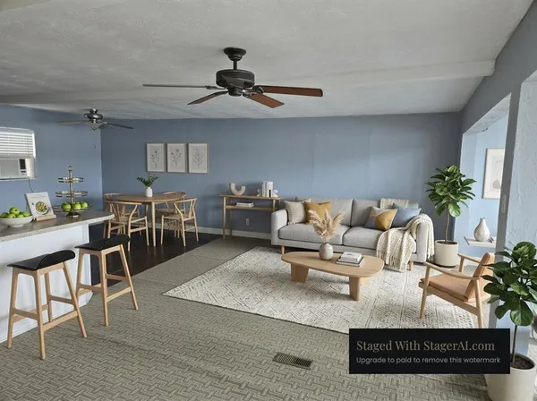 a living room with furniture