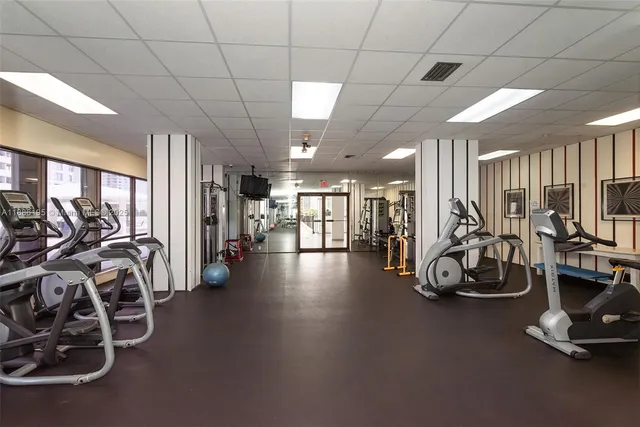 a view of a room with gym equipment