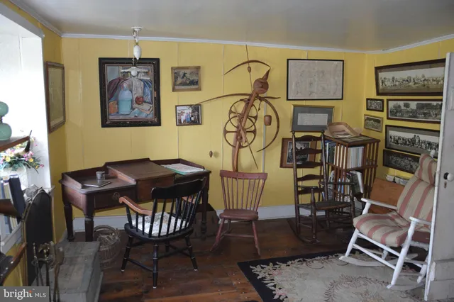 a view of a room with racks on the wall