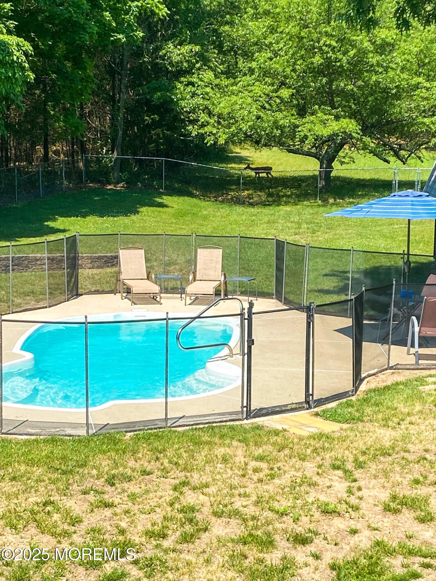 90 Valley Road Jackson, NJ 08527 - Photo 42 of 44 a view of a swimming pool with a lawn chairs under an umbrella
