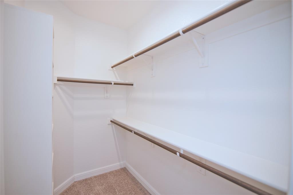 1804 Mensa Drive Haslet, TX 76052 - Photo 15 of 30 Walk-in closet featuring light-toned walls, built-in shelving, hanging rods, and carpet flooring