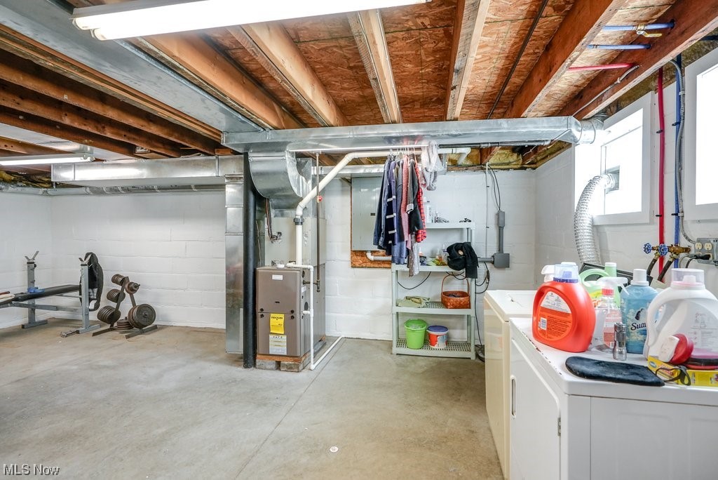 3417 Lake Rockwell Road Ravenna, OH 44266 - Photo 24 of 35 Basement with washing machine and clothes dryer and heating utilities