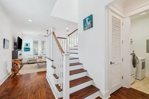 a view of a balcony with furniture