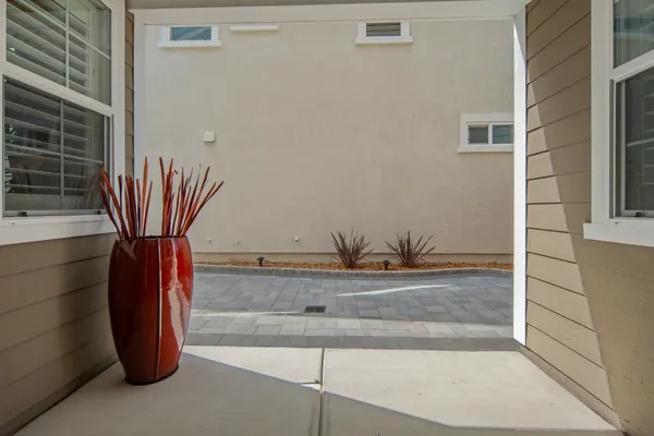 a view of a pathway with a door