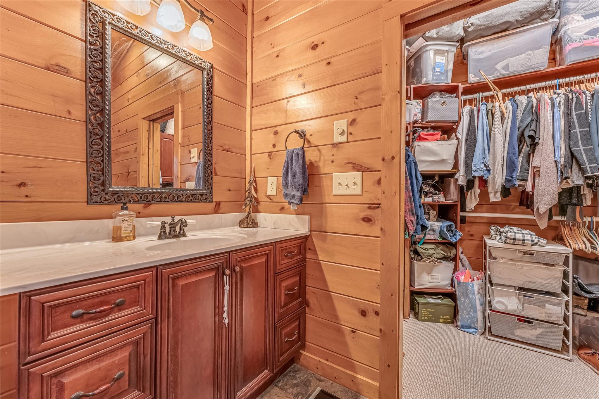 61 North Boundary Rd Mill Spring Mill Spring, NC 28756 - Photo 30 of 46 a bathroom with a sink and a mirror