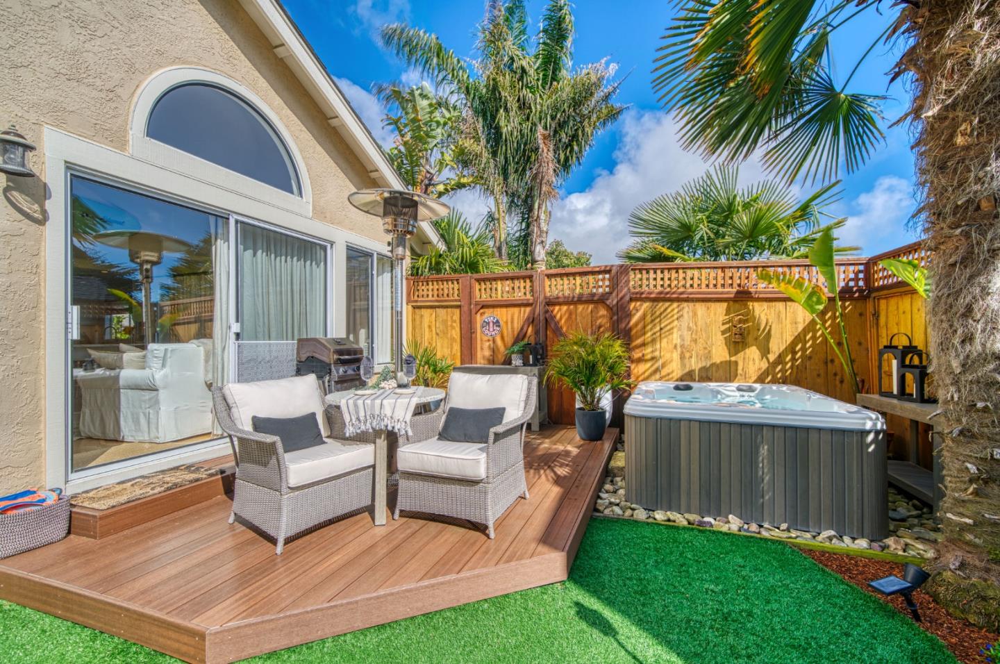 388 Greenbrier Road Half Moon Bay, CA 94019 - Photo 33 of 46 a view of a chair and tables in the patio of a house