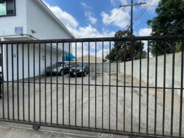 a view of a black gate