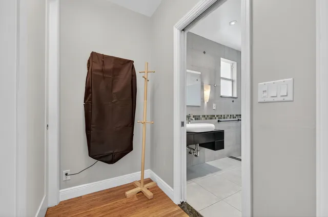a view of a swimming pool and lounge chair