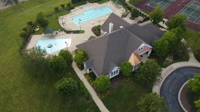 an aerial view of a house