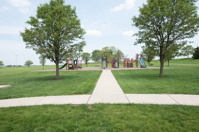 a view of a park with tree s
