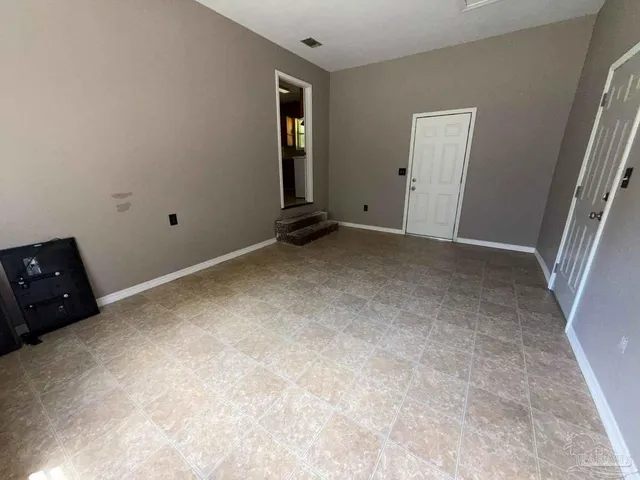 an empty room with closet