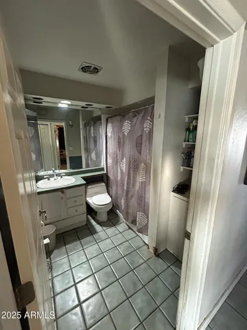 a bathroom with a double vanity sink toilet and a shower