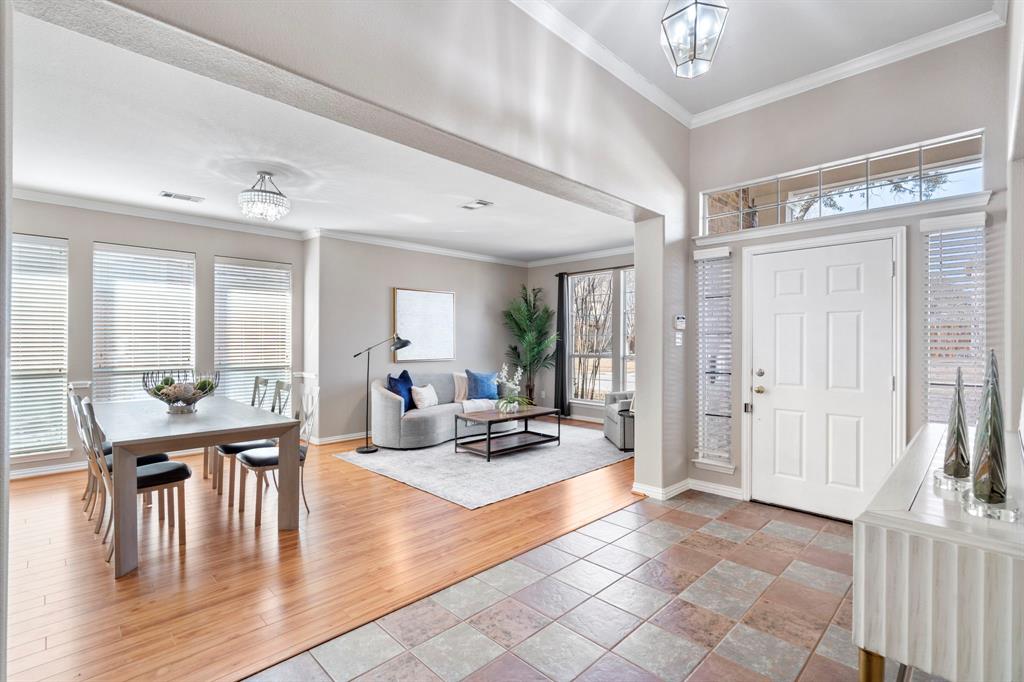 1105 Lamplight Way Allen, TX 75013 - Photo 9 of 40 a living room with furniture and wooden floor