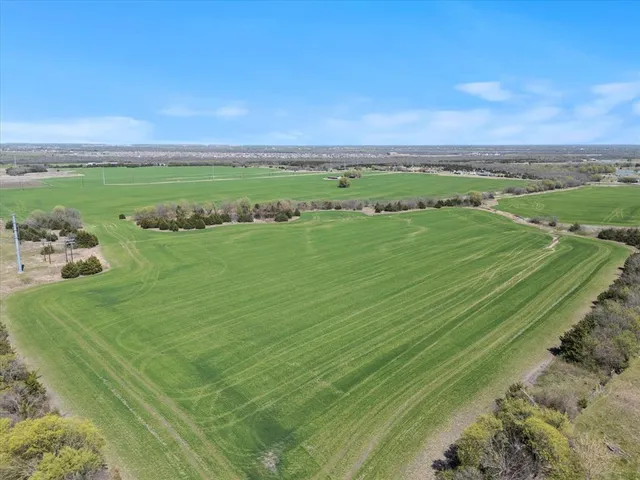 a view of a field with an ocean