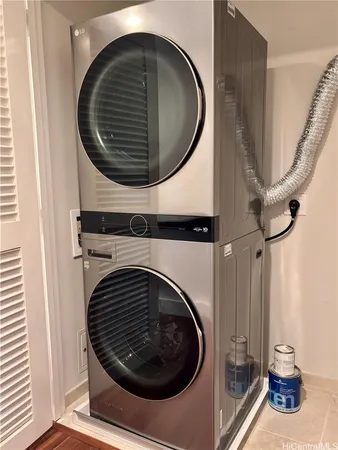 a close view of washer and dryer