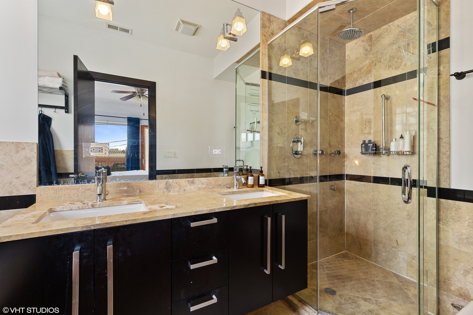 1842 North Damen Avenue, Unit 2N Chicago, IL 60647 - Photo 12 of 14 a bathroom with a double vanity sink mirror and double