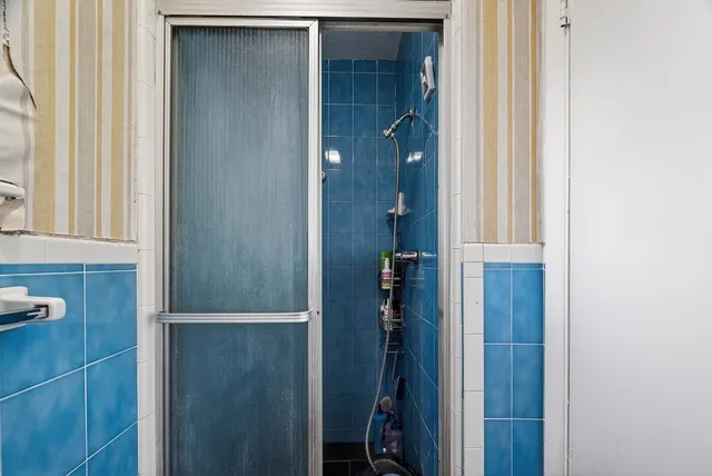 a bathroom with a shower
