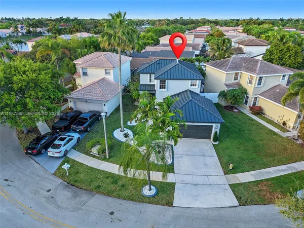 an aerial view of a house