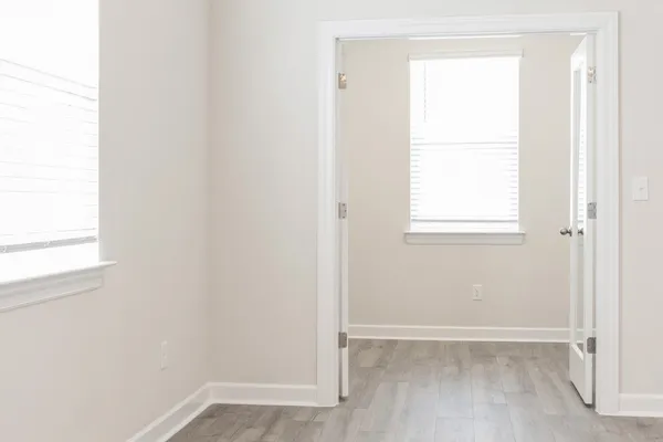 an empty room with a window