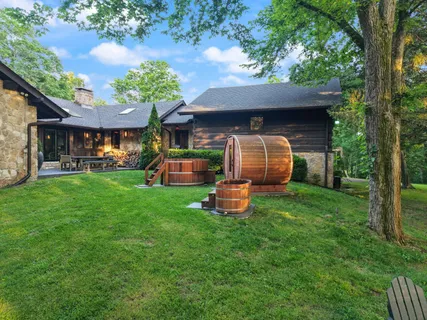 a view of a yard with a tree