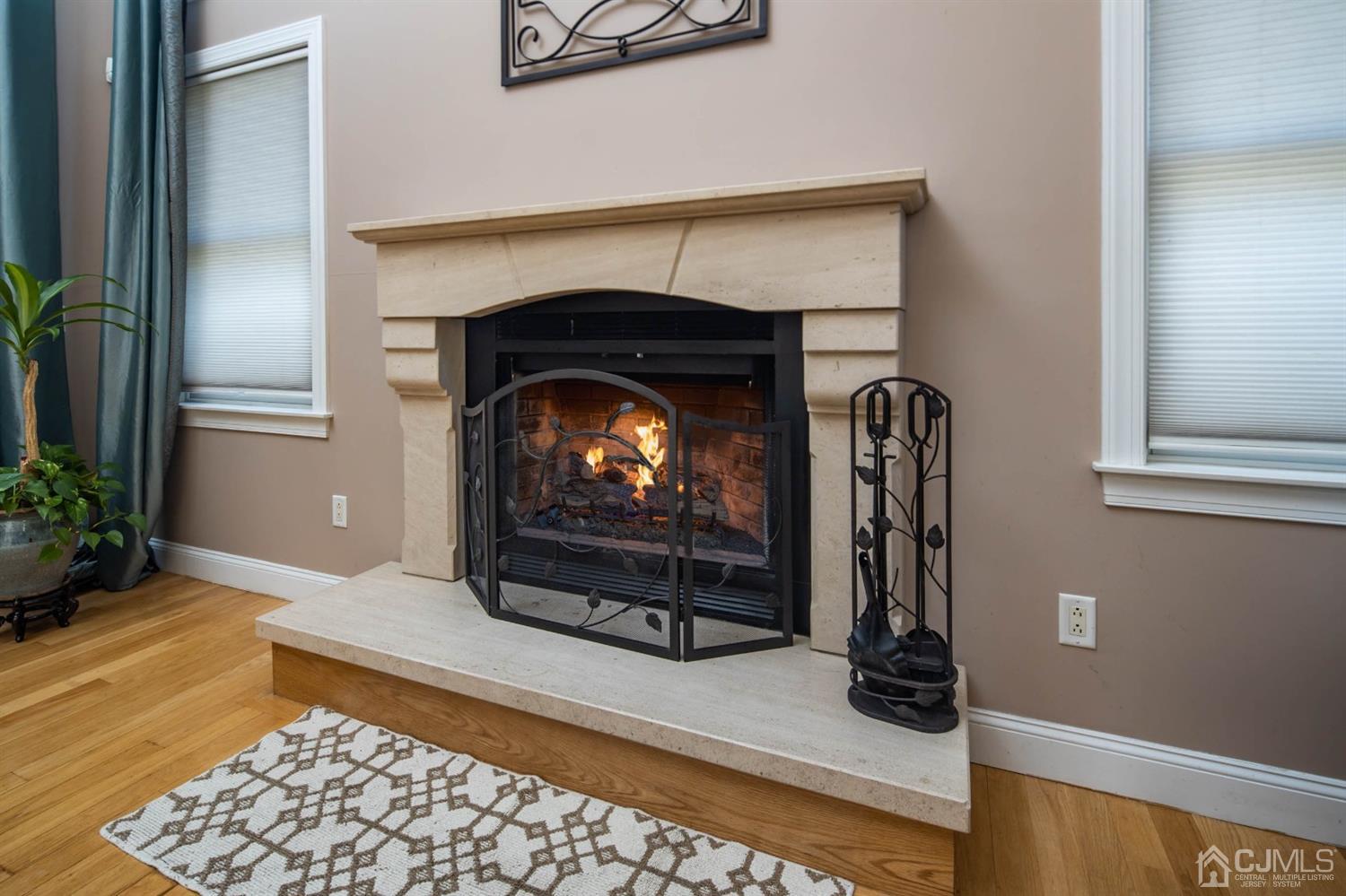 329 Pleasant Valley Road Old Bridge, NJ 08857 - Photo 33 of 75 Wood burning fireplace surrounded by European stone. Raised Hearth.