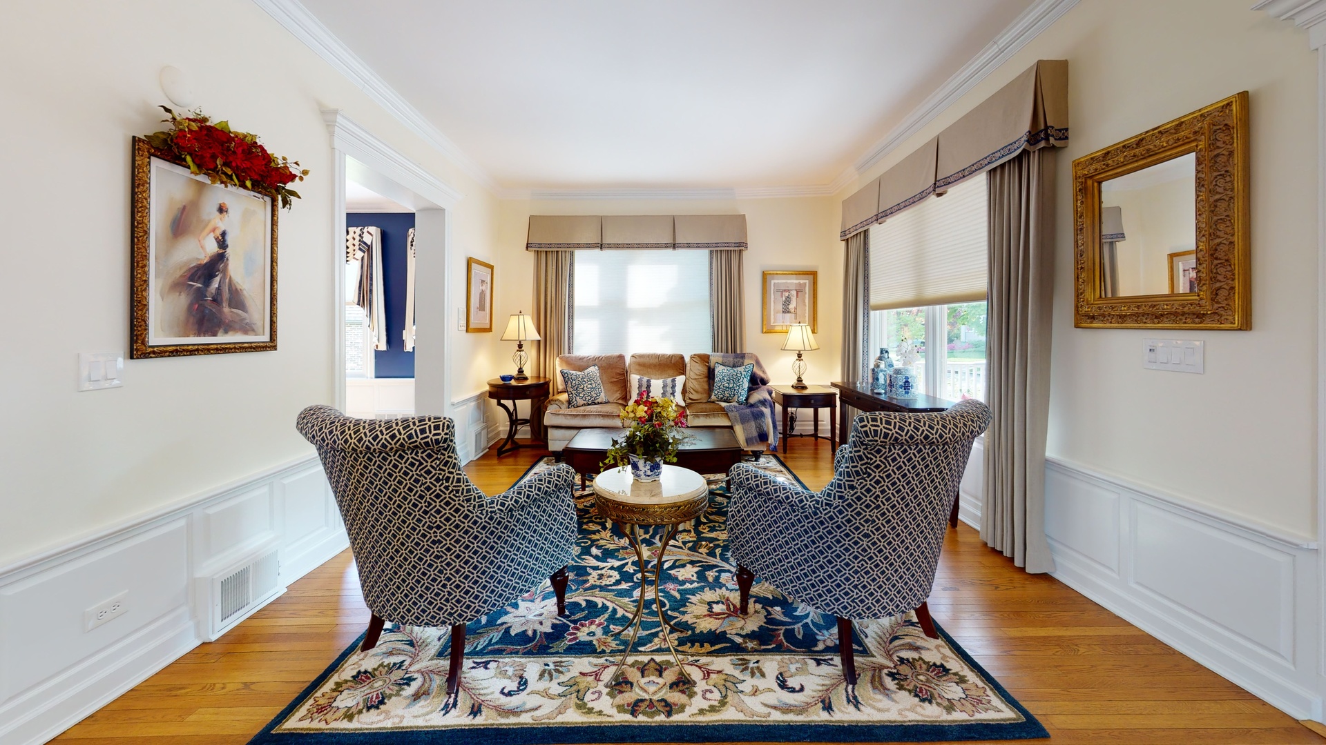 349 Downing Road Riverside, IL 60546 - Photo 8 of 47 a view of a dining room with furniture a rug and wooden floor